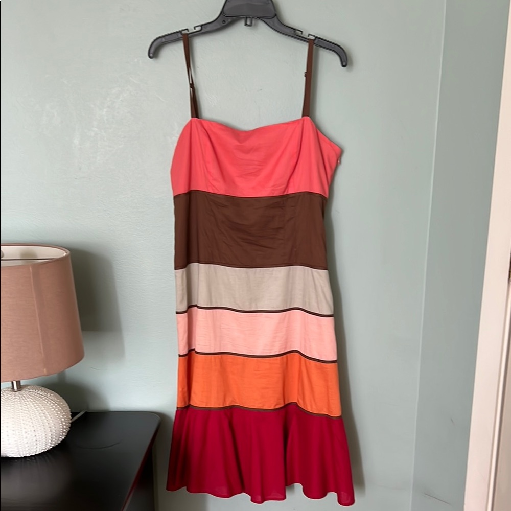 Spenser Jeremy Pink and Brown Sundress Sleeveless Resort Wear